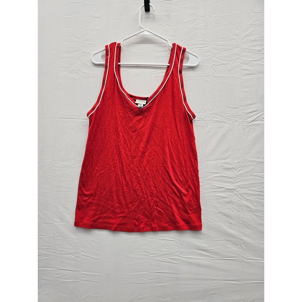 Ava & Viv Womens Contrast Piping Tank Top Red Cotton Blend Relaxed Size 1X